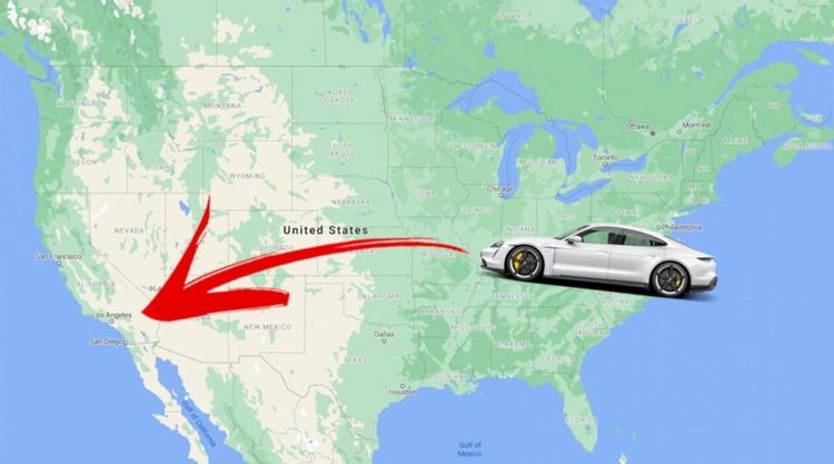 Porsche Taycan изпревари Tesla Model 3 като най-бърза е-кола, пресякла САЩ