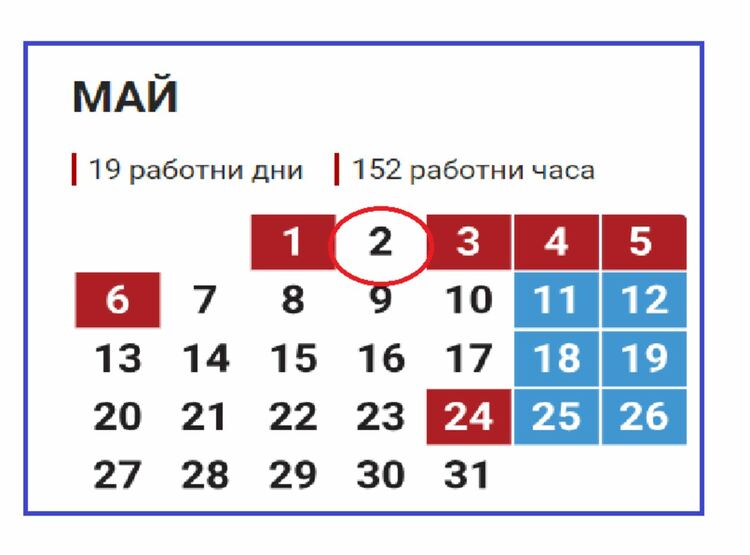 2 май е неучебен и за Първомайско